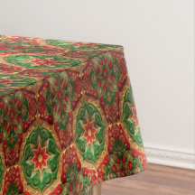 Toalha de mesa decorativa vermelha e verde para fe