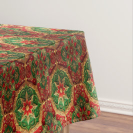 Toalha de mesa decorativa vermelha e verde para fe