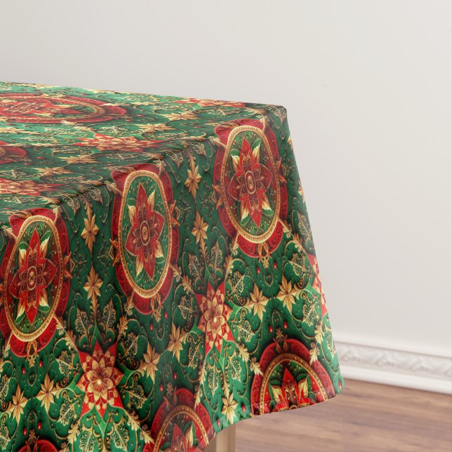 Toalha de mesa decorativa vermelha e verde para fe (Posição Original)