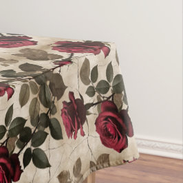 Toalha De Mesa Deep Red Roses With Dark Green Leaves