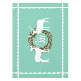 Toalha De Mesa Deer Aqua Peace Joy Wreath Tablecloth