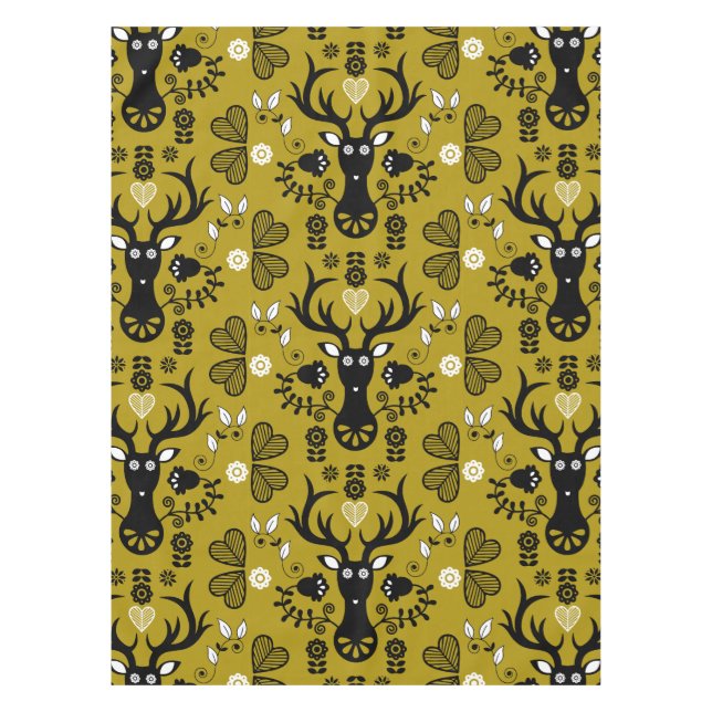 Toalha De Mesa Deer de Arte Folclórica Moderna (Frente)