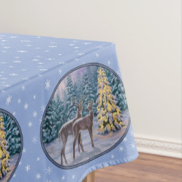 Toalha De Mesa Deer e Árvore de Natal Blue