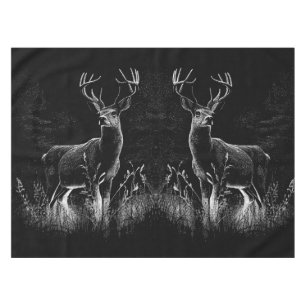 Toalha De Mesa Deer with antlers framed by field and tree