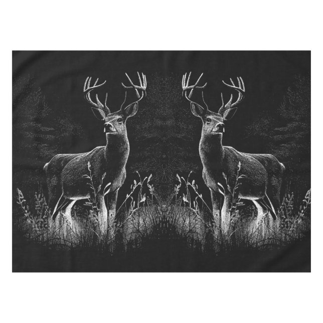 Toalha De Mesa Deer with antlers framed by field and tree         (Frente (Horizontal))