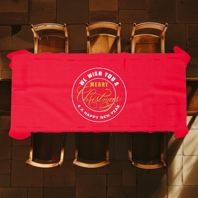 Toalha De Mesa Desejamos-lhe um Feliz Natal Vermelho (Criador carregado)
