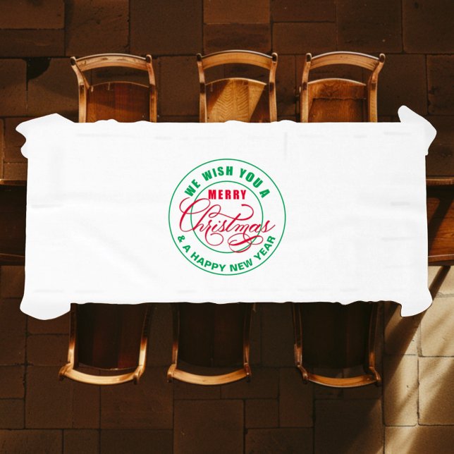 Toalha De Mesa Desejamos Um Feliz Natal Vermelho e Verde (Criador carregado)