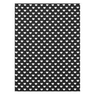 Toalha De Mesa Desenho de Corações Lindos Preto Branco