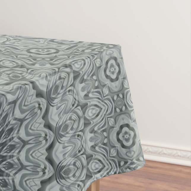 Toalha De Mesa Desenho de Mandala Cinza e Prata (Posição Original)