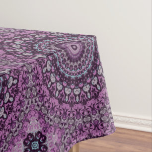 Toalha De Mesa Desenho de Mandala Roxo e Lavanda