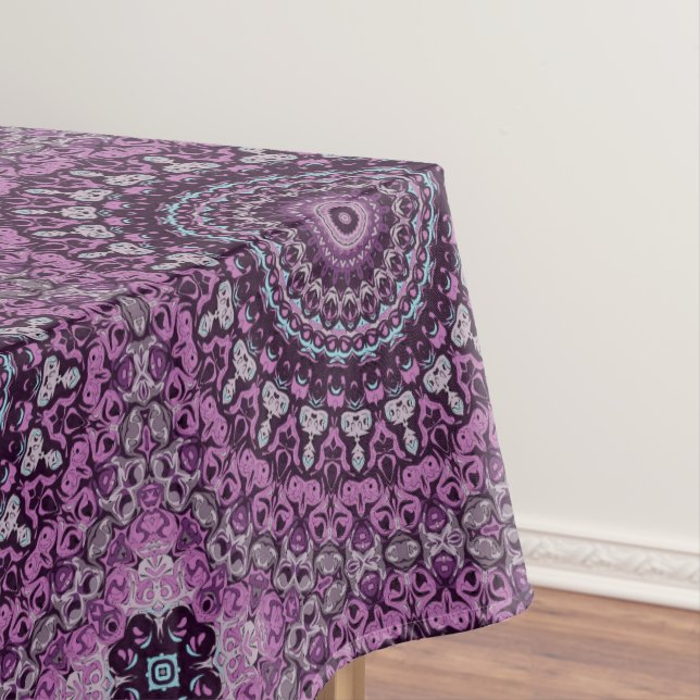 Toalha De Mesa Desenho de Mandala Roxo e Lavanda (Posição Original)