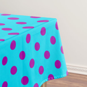 Toalha De Mesa Desenho de padrão de bolinhas azuis sobre roxo