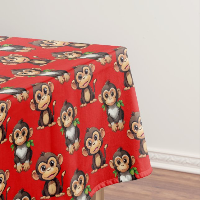 Toalha De Mesa Desenho de Padrão de Macaco Vermelho (Posição Original)