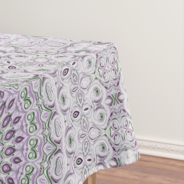Toalha De Mesa Desenho de Padrão Mandala Lavanda e Verde (Posição Original)