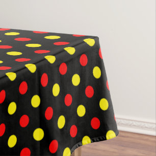 Toalha De Mesa Desenho de Pontos Polka Amarelo Vermelho Preto 