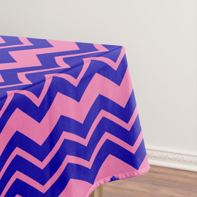 Toalha De Mesa Desenho de Ziguezague Chevron Rosa Azul (Posição Original)