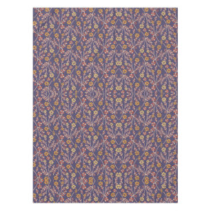 Toalha De Mesa Desenho Floral Caprichoso com Vinhas em Fundo Roxo
