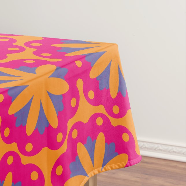 Toalha De Mesa Desenho Geométrico de Flores Coloridas (Posição Original)