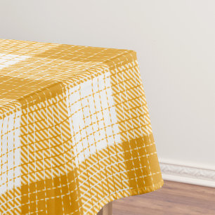Toalha De Mesa Desenho Xadrez Amarelo e Branco em Negrito