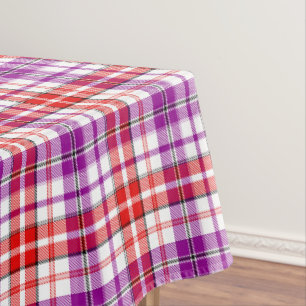 Toalha De Mesa Desenho Xadrez Escocês Branco Vermelho Roxo