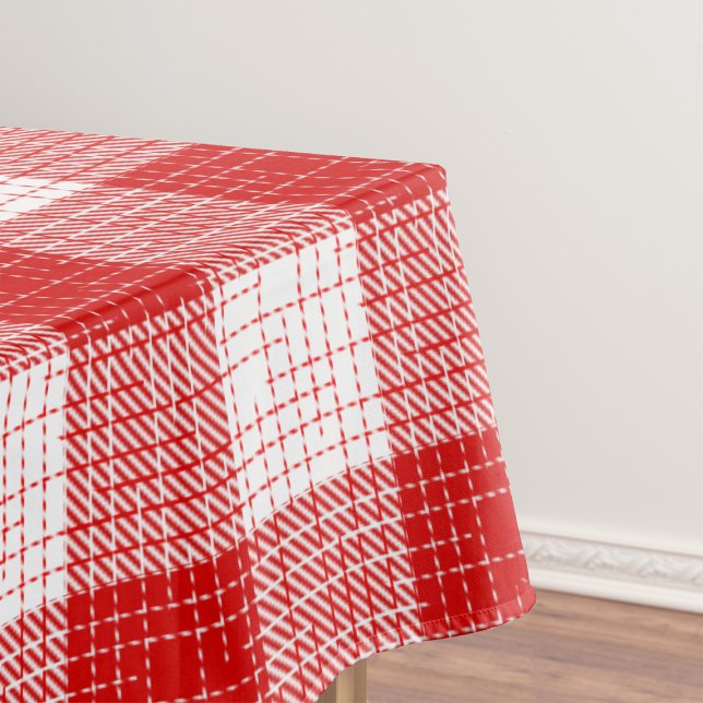 Toalha De Mesa Desenho Xadrez Quadrados Grandes Vermelho e Branco (Criador carregado)