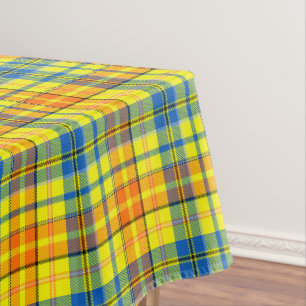 Toalha De Mesa Desenho Xadrez Tartan Laranja Azul Amarelo