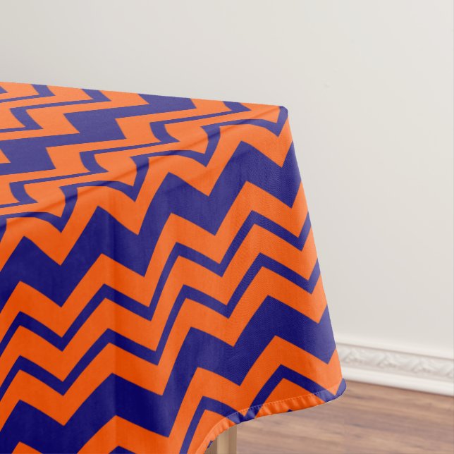 Toalha De Mesa Desenho Ziguezague Chevron Azul Laranja (Posição Original)