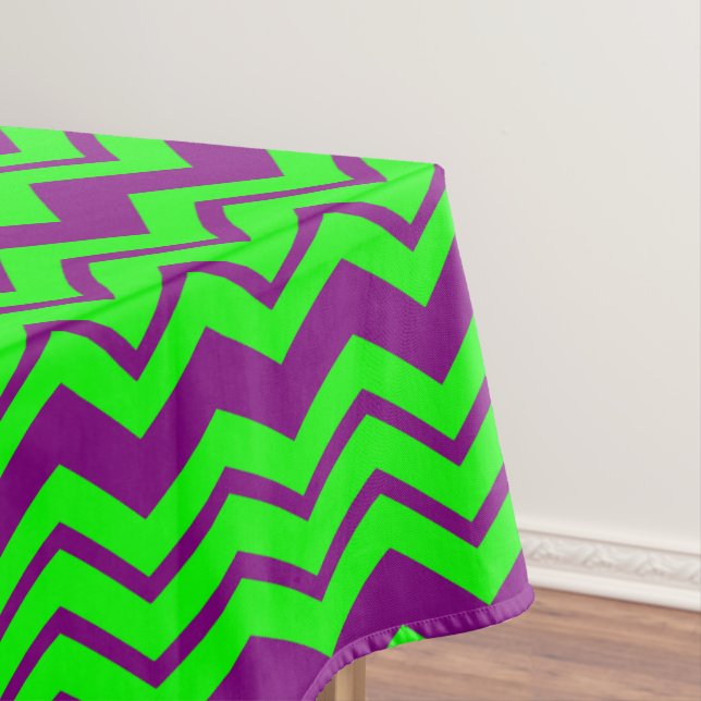 Toalha De Mesa Desenho Ziguezague Chevron Verde Roxo (Posição Original)