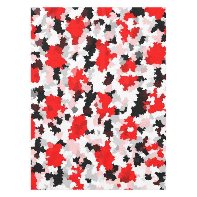 Toalha De Mesa Design abstrato do Camo Branco Preto Vermelho (Frente)
