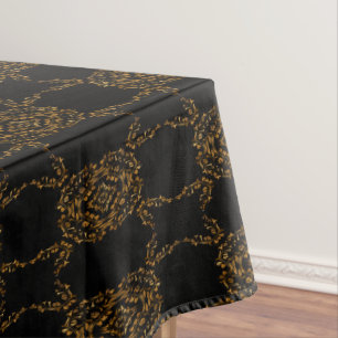 Toalha De Mesa Design abstrato e florescente Dourado