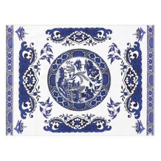 Toalha De Mesa Design azul clássico de China do salgueiro