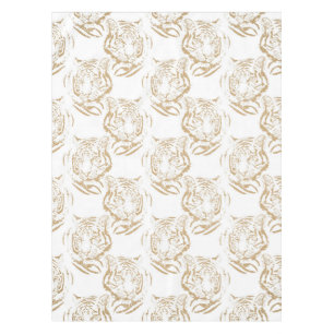 Toalha De Mesa Design branco Elegante Glitter Tiger Dourado Impre