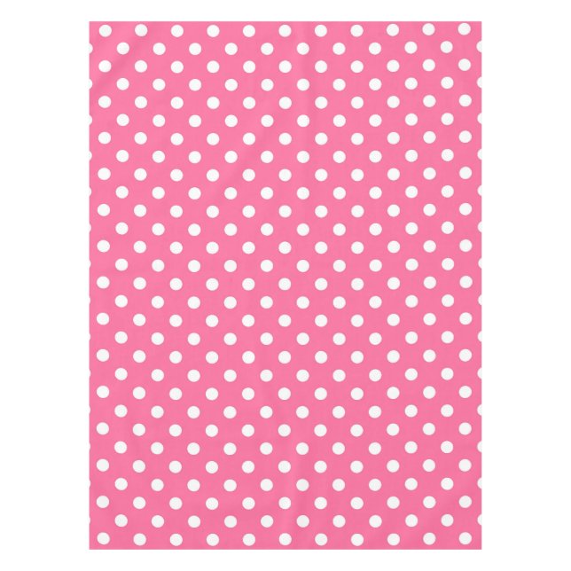 Toalha De Mesa Design de Bolinhas branco rosa (Frente)