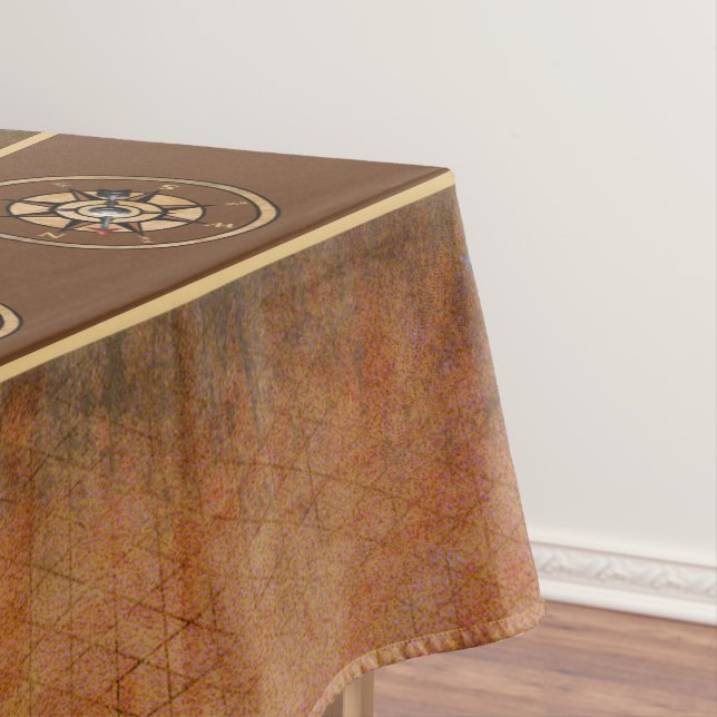 Toalha De Mesa Design de Bússola Náutica Marrom (Posição Original)