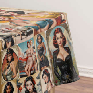 Toalha De Mesa Design de Coleção de Raparigas Clássicas de Pin-up