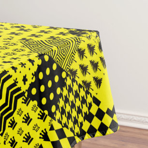 Toalha De Mesa Design de Correção de Padrões Mistos Pretos Amarel