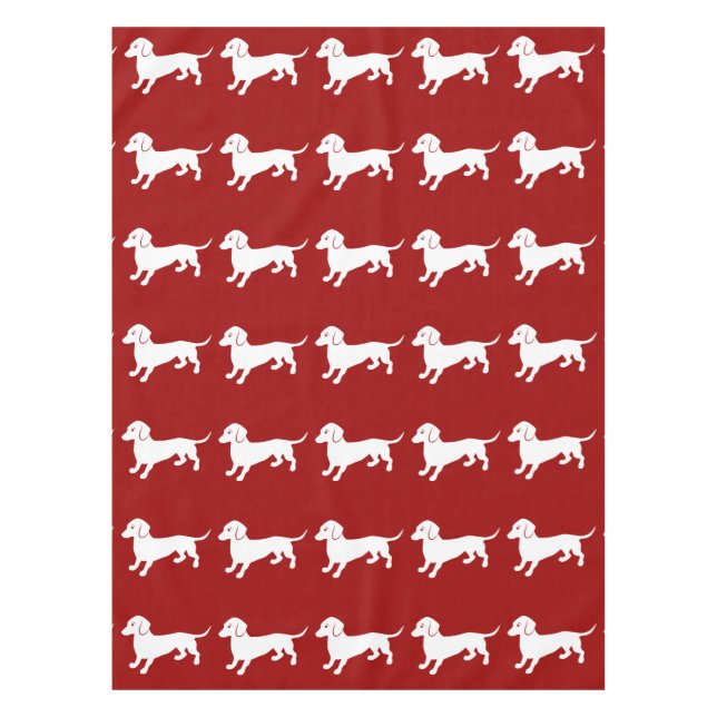 Toalha De Mesa Design de Dachshund Vermelho e Branco (Frente)