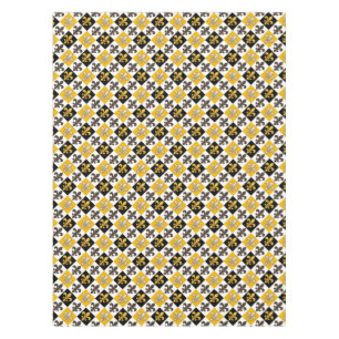 Toalha De Mesa Design de Fleur-de-lis, branco-amarelo, com verifi