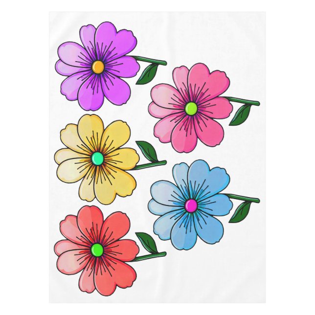 Toalha De Mesa design de flores de 5 cores (Frente)