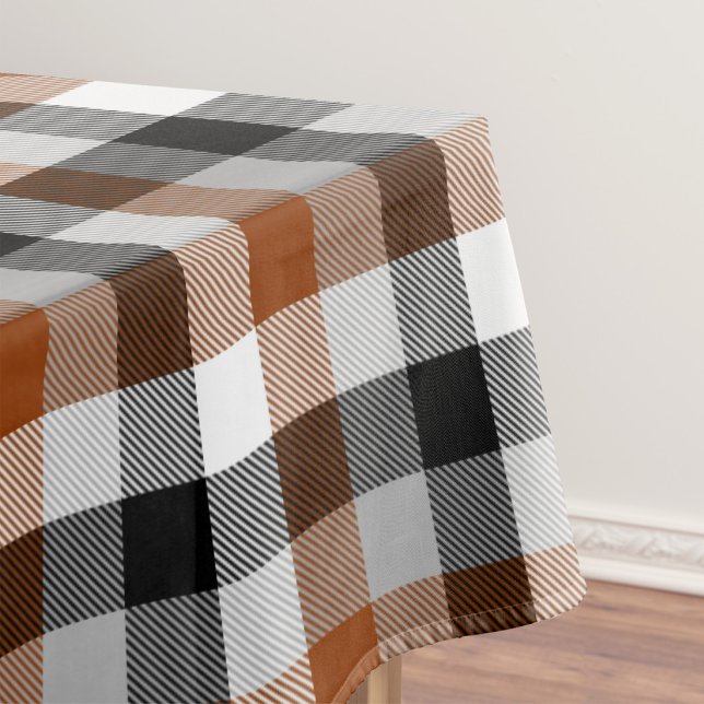 Toalha De Mesa Design de Gingham Preto-Castanho (Criador carregado)