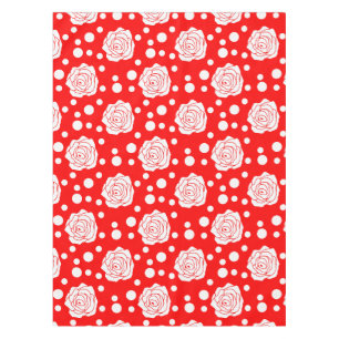 Toalha De Mesa Design de Ilustração Floral das Bolinhas Brancas V