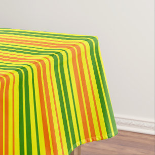 Toalha De Mesa Design de Listras Verticais Laranja Amarelo Verde