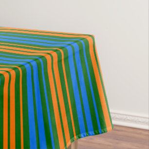 Toalha De Mesa Design de Listras Verticais Laranja Verde Azul