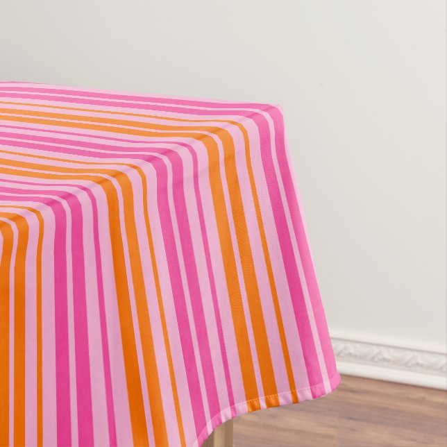 Toalha De Mesa Design de Listras Verticais Rosa e Laranja (Posição Original)