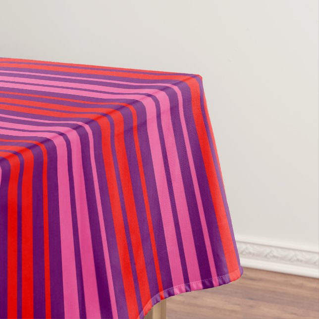 Toalha De Mesa Design de Listras Verticais Rosa Roxo Vermelho   (Posição Original)