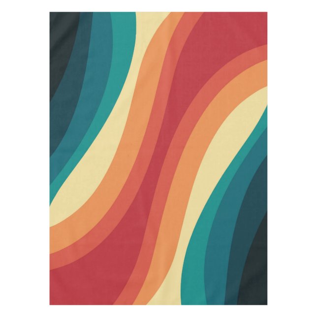 Toalha De Mesa Design de ondas de estilo retrorreflector multicol (Frente)