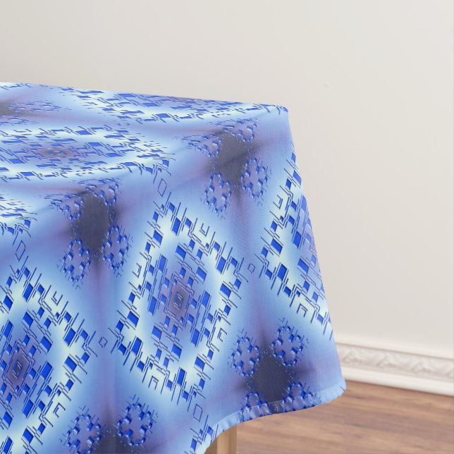 Toalha De Mesa Design de padrão azul geométrico (Posição Original)