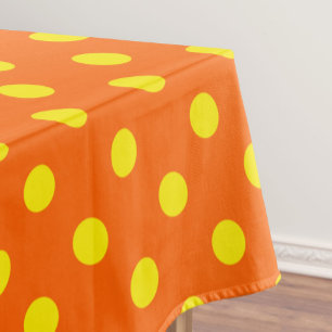 Toalha De Mesa Design de Padrão de Bolinhas Amarelo em Laranja