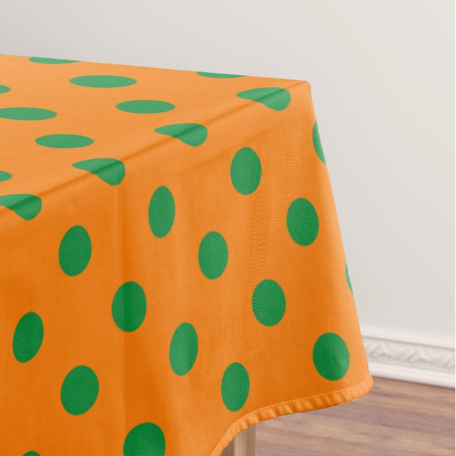 Toalha De Mesa Design de Padrão de Bolinhas de  Verde em Laranja (Criador carregado)