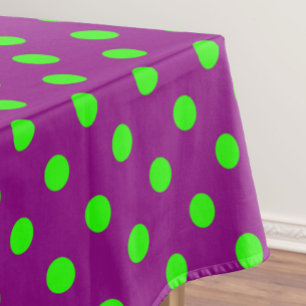 Toalha De Mesa Design de Padrão de Bolinhas Roxo no Verde